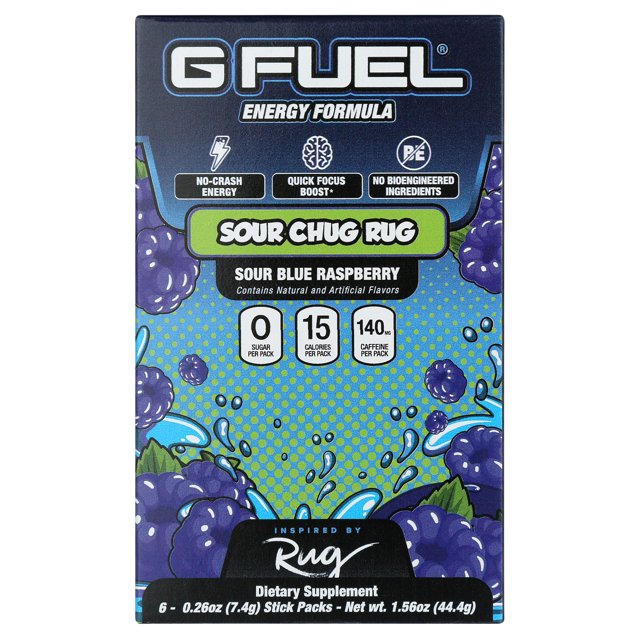 G Fuel Sour Chug Rug Energy Powder Drink Mix, Sour Blue Raspberry