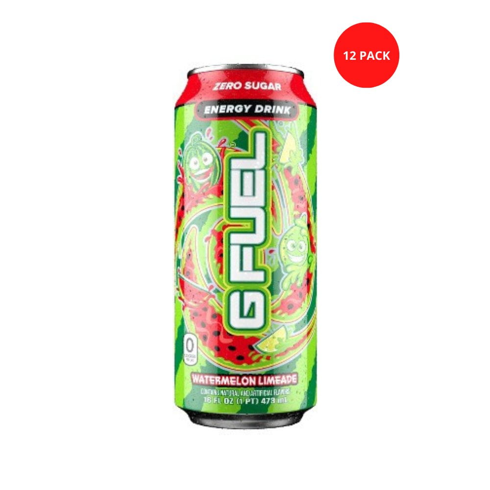 G Fuel, Sugar Free Energy Drink, Watermelon Limeaid, 16 fl oz 12 cans