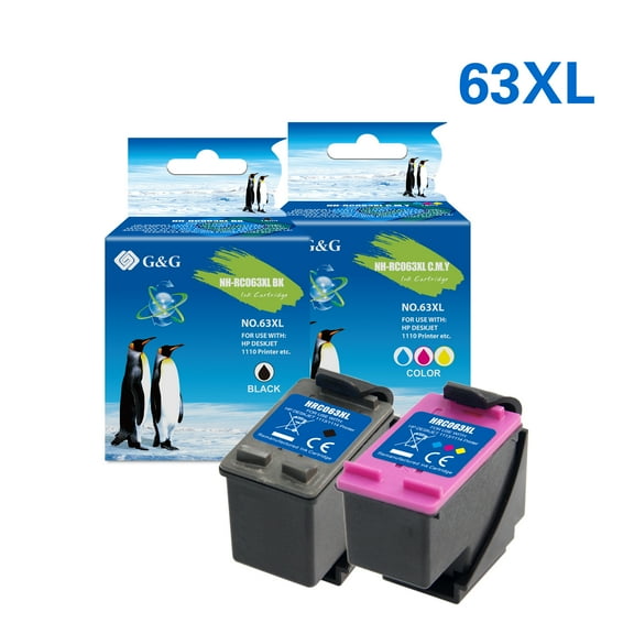 G&G 63XL Ink Cartridges (Black, Cyan, Magenta and Yellow) - 2-Pack