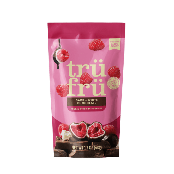 Tru Fru Freeze-Dried Raspberries in White & Dark Chocolate (1.7 oz)