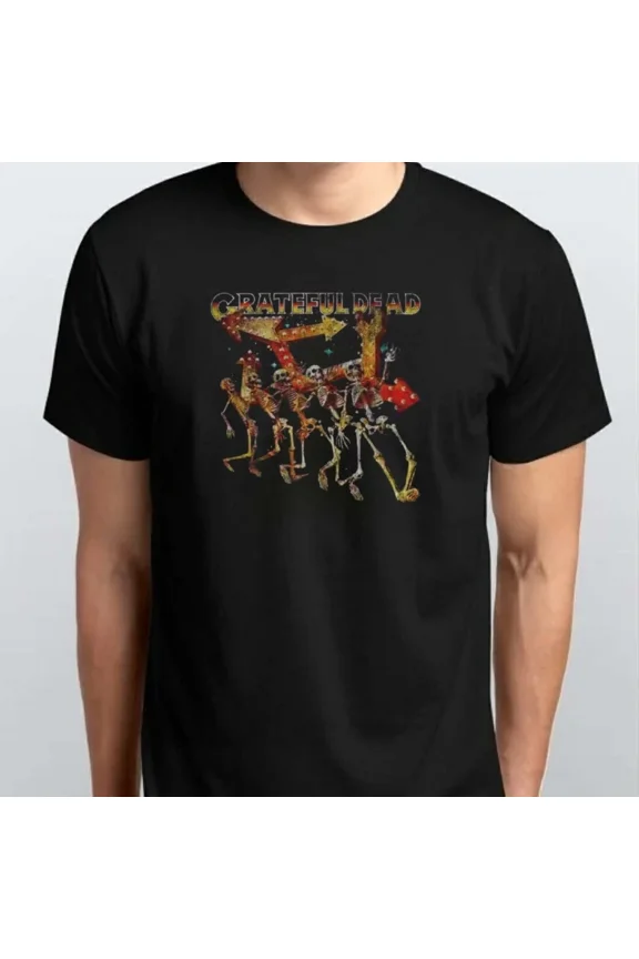 G-GRATEFUL D-DEAD Dancing Skeletons Retro T-SHIRT S M L XL XXL 3 4 XL Black