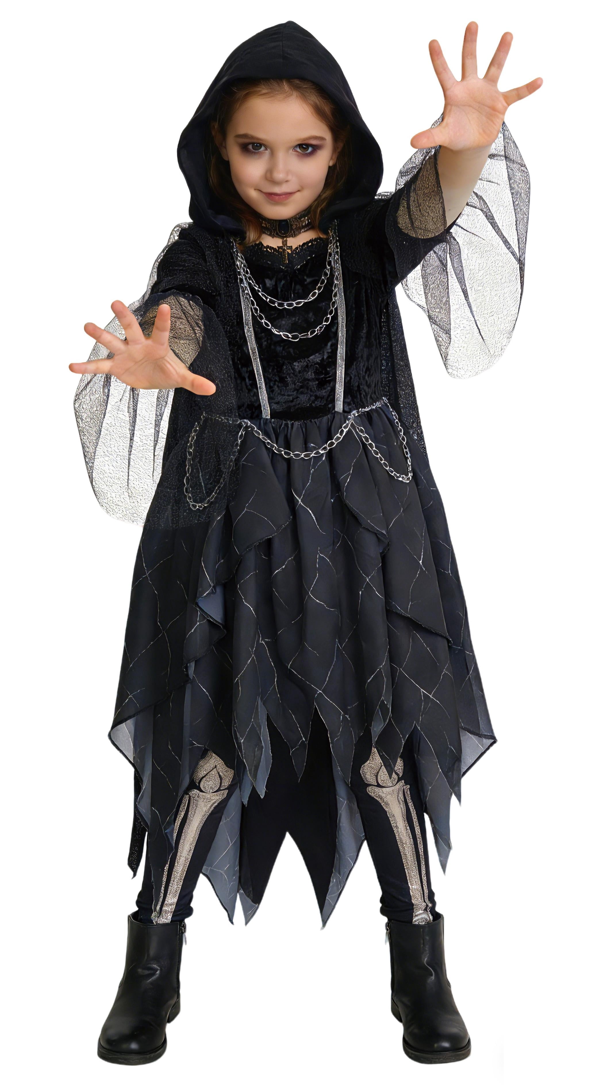 Grim Reaper Halloween Costume for Children, Girl's Size L (10/12), by Way to Celebrate