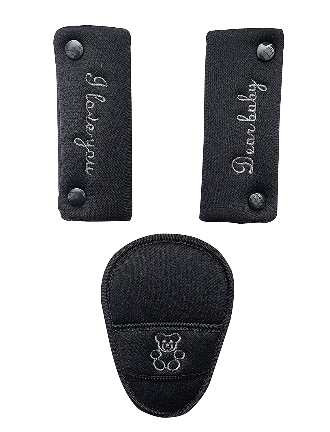 Innokids Car Seat Strap Cover Set For Baby Kids Seat Belt Covers With Crotch Pad Back Anti Slip Design For Car Seats Pushchair Stroller Medium 59l Black Grey 1