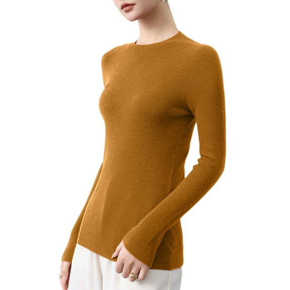 G Guzemor 2025 Women’s 100% Merino Wool Crew Neck Thin Fit Sweater Long Sleeve Spring Knitted Lightweight Tops Basic Pullover