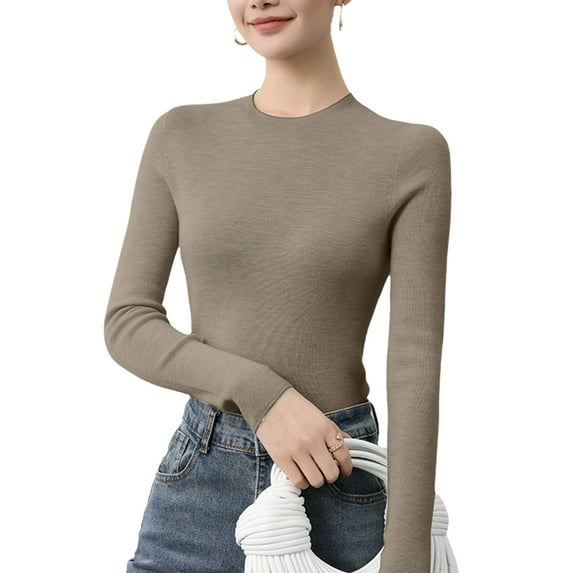 G Guzemor 2025 Women’s 100% Merino Wool Crew Neck Thin Fit Sweater Long Sleeve Spring Knitted Lightweight Tops Basic Pullover