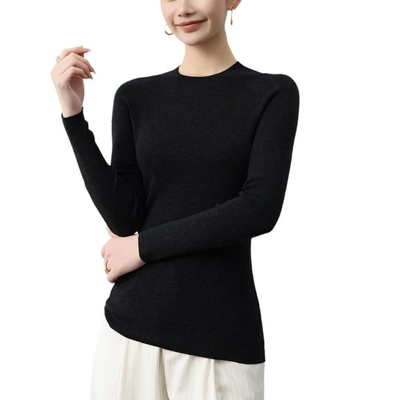 G Guzemor 2025 Women’s 100% Merino Wool Crew Neck Thin Fit Sweater Long Sleeve Spring Knitted Lightweight Tops Basic Pullover