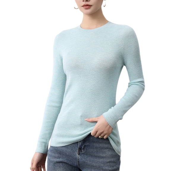 G Guzemor 2025 Women’s 100% Merino Wool Crew Neck Thin Fit Sweater Long Sleeve Spring Knitted Lightweight Tops Basic Pullover