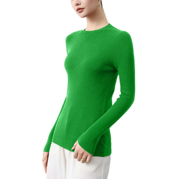 G Guzemor 2025 Women’s 100% Merino Wool Crew Neck Thin Fit Sweater Long Sleeve Spring Knitted Lightweight Tops Basic Pullover