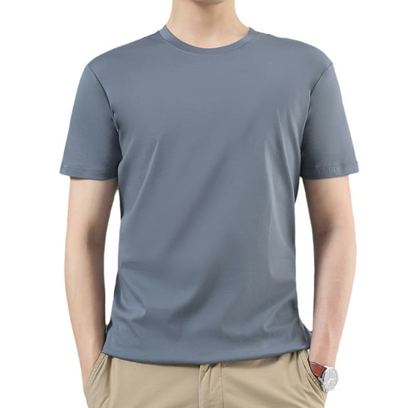 G Guzemor Summer Men’s 100% Mercerized Cotton T-Shirts Solid Tops Casual Premium Fitted Basic Crew Neck Short Tee 2025