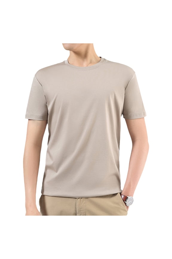 G Guzemor Summer Men’s 100% Mercerized Cotton T-Shirts Solid Tops Casual Premium Fitted Basic Crew Neck Short Tee 2025