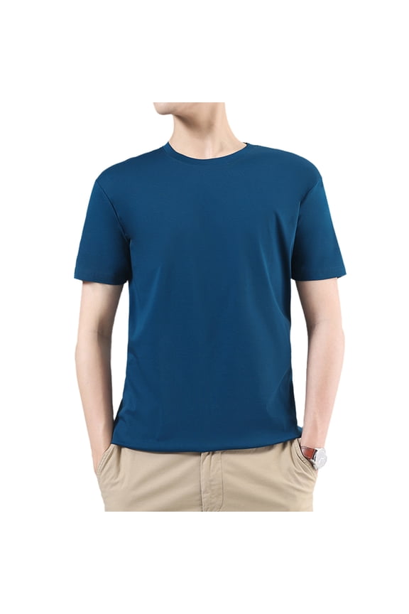 G Guzemor Summer Men’s 100% Mercerized Cotton T-Shirts Solid Tops Casual Premium Fitted Basic Crew Neck Short Tee 2025