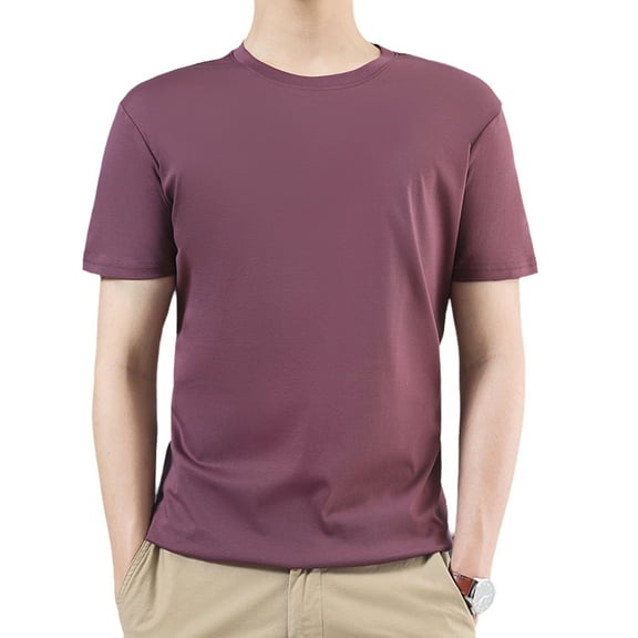 G Guzemor Summer Men’s 100% Mercerized Cotton T-Shirts Solid Tops Casual Premium Fitted Basic Crew Neck Short Tee 2025