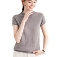 thumbnail image 1 of G Guzemor Women’s Merino Wool Blend Crewneck Short Sleeve Sweaters Breathable Summer Base Layer T-Shirt Top Travel Hiking Tee, 1 of 7