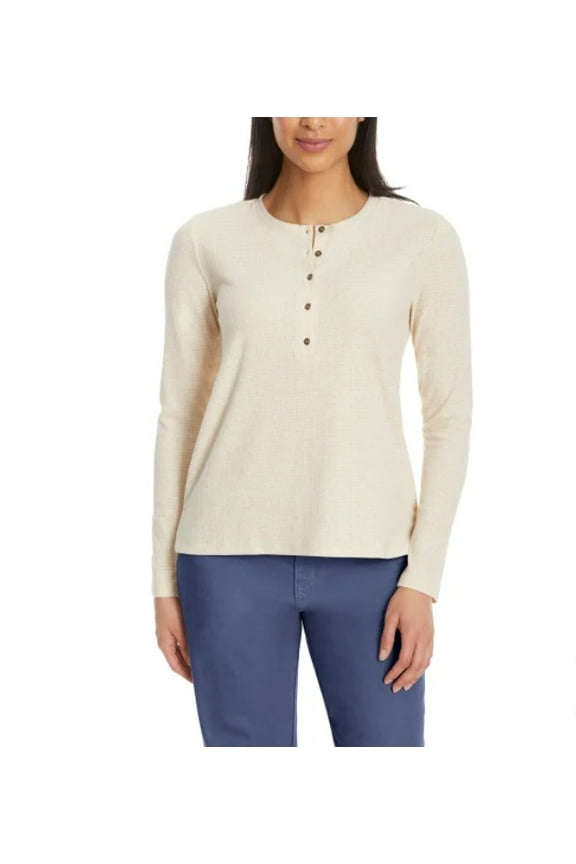 GH Bass Womens Textured Henley Ten M