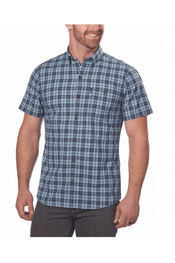 & Co  Men's Short Sleeve Madawaska Plaid Trail Shirt Mood Indigo, Large