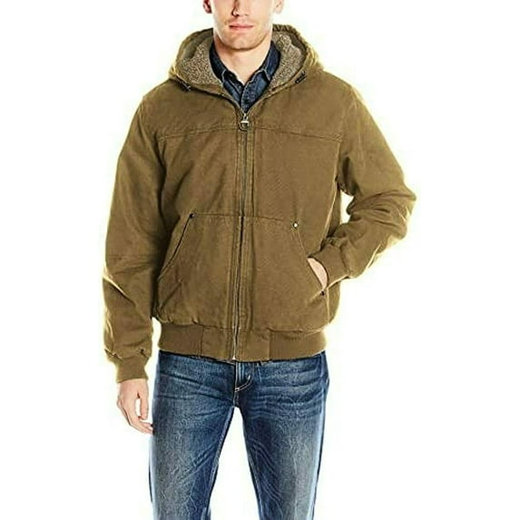 G.H. Bass & Co Men's Canvas Hooded Bomber Jacket, Brown, 2XL