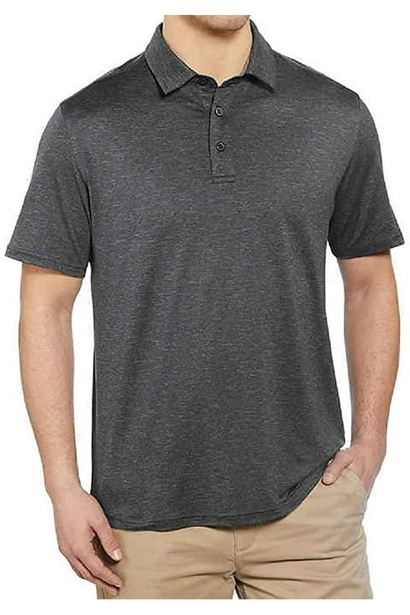 & Co. Men's Short Sleeve Cooling Stretch UPF 50 Polo Black Heather, Small