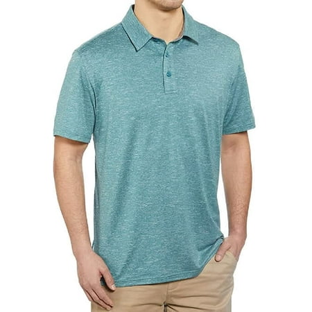 G.H. Bass & Co. Men's Short Sleeve Cooling Stretch UPF 50 Polo (Dragonely Heather, 3X-Large)