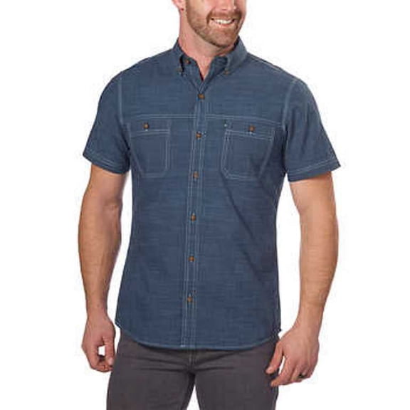 G.H. Bass & Co. Mens Short Sleeve Woven Shirt Outer Space, M - NEW