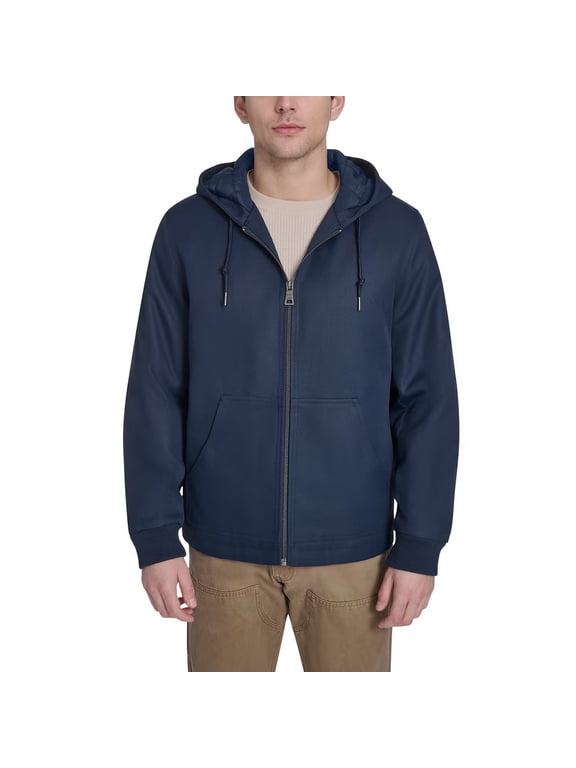 & Co. Men’s Utility Hooded Quilted Heavyweight Jacket (Blue, Small)