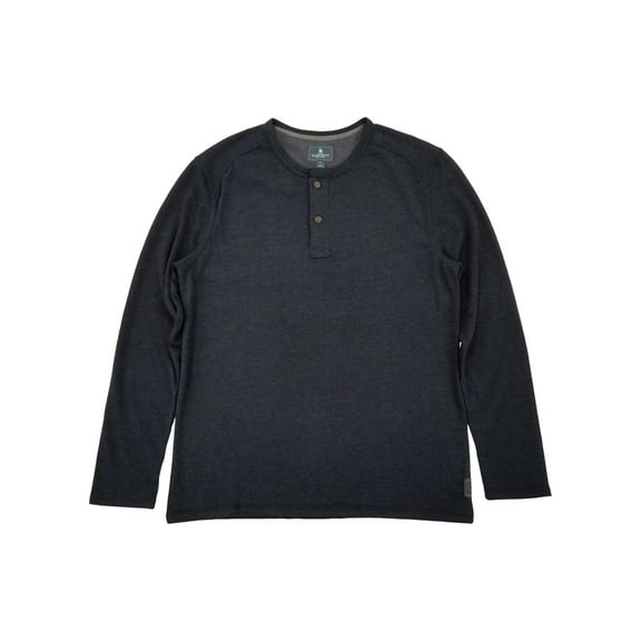 G.H. Bass & Co. Mens Black Heather Jersey Henley Long Sleeve Shirt Small