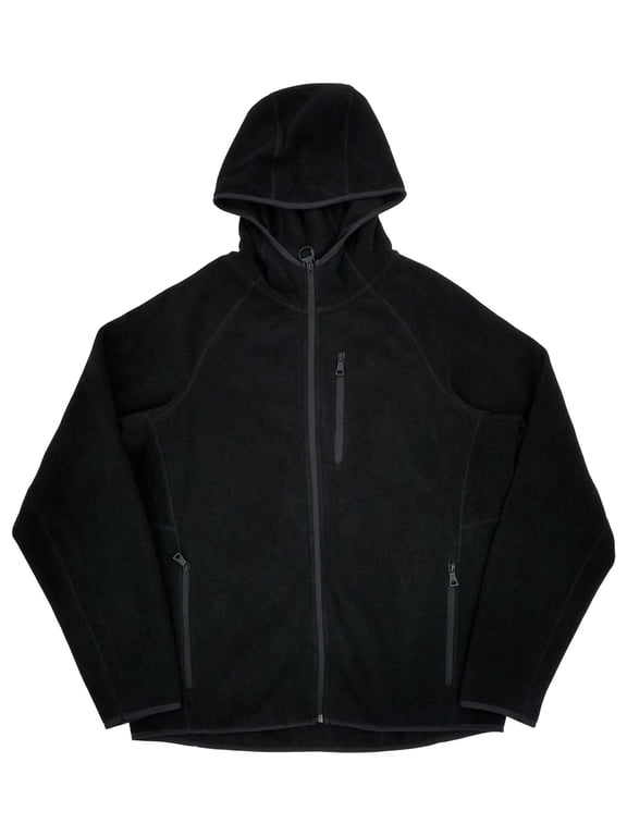 & Co. Mens Black Performance Fleece Zip Hooded Jacket Large