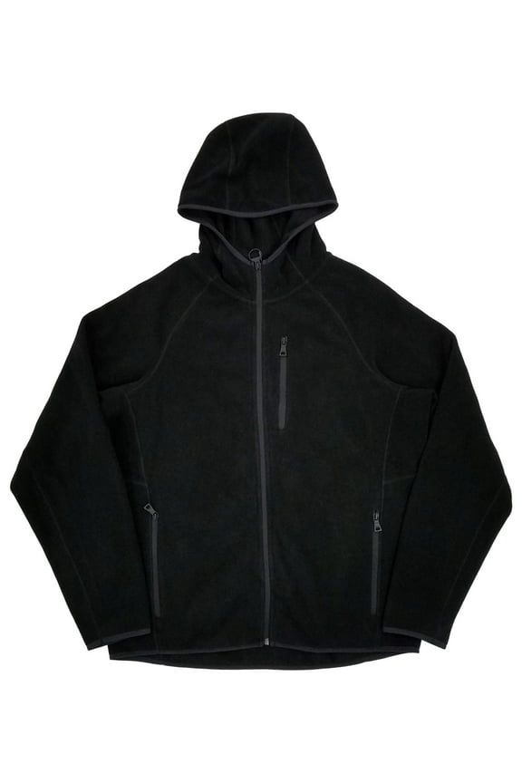 & Co. Mens Black Performance Fleece Zip Hooded Jacket Large