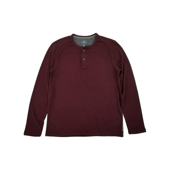 G.H. Bass & Co. Mens Burgundy Heather Jersey Henley Long Sleeve Shirt S