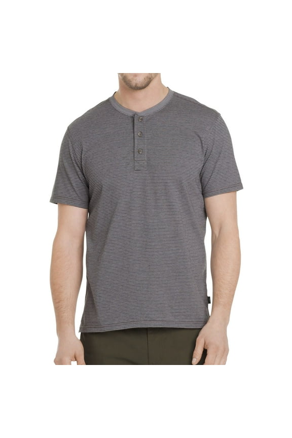 & Co. Mens Feeder Stripe Henley Shirt, Grey, Small