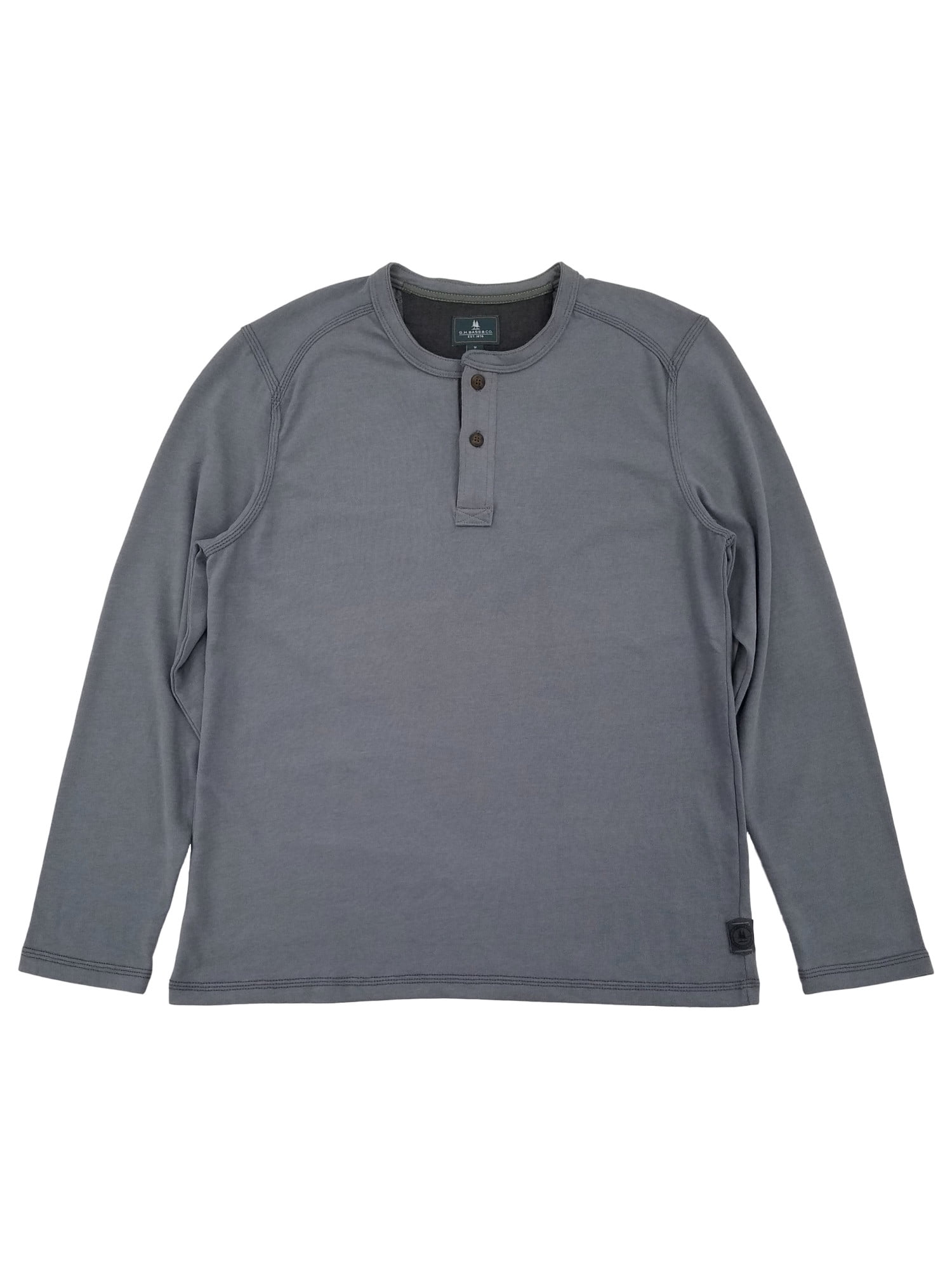 G.H. Bass Co. Mens Black Heather Jersey Henley Long Sleeve Shirt XX Large Walmart