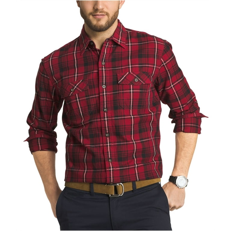 G.H. Bass & Co. Mens Hawk Mountain Button Up Shirt, Red, XXX-Large