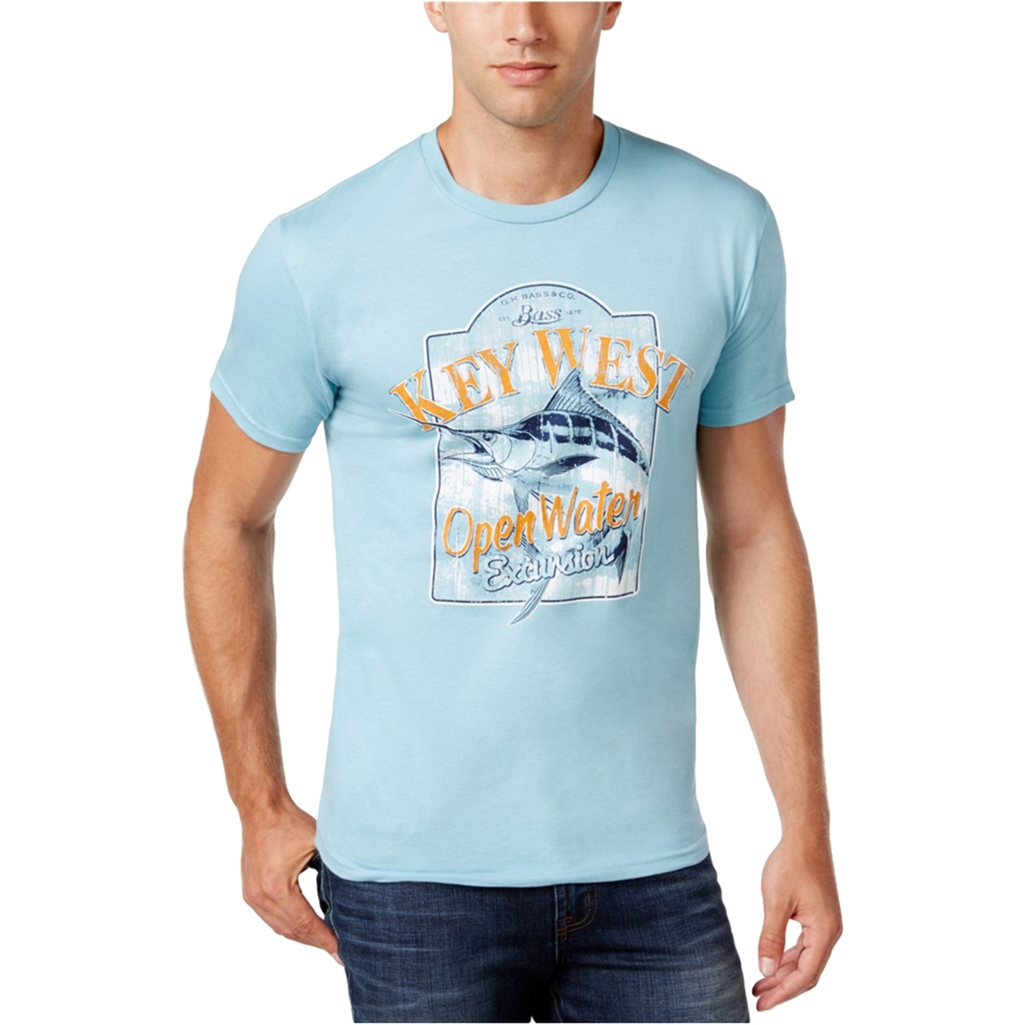 G.H. Bass & Co. Mens Key West Graphic T-Shirt, Blue, Small