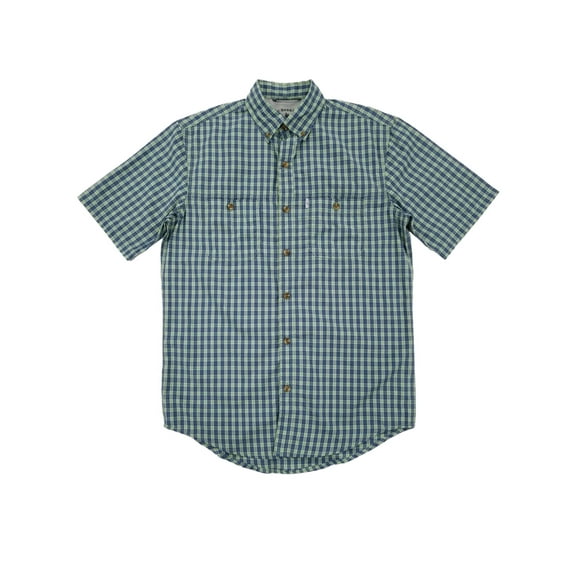 G.H. Bass & Co. Mens Nile Green & Blue Plaid Short Sleeve Button-Down Shirt S