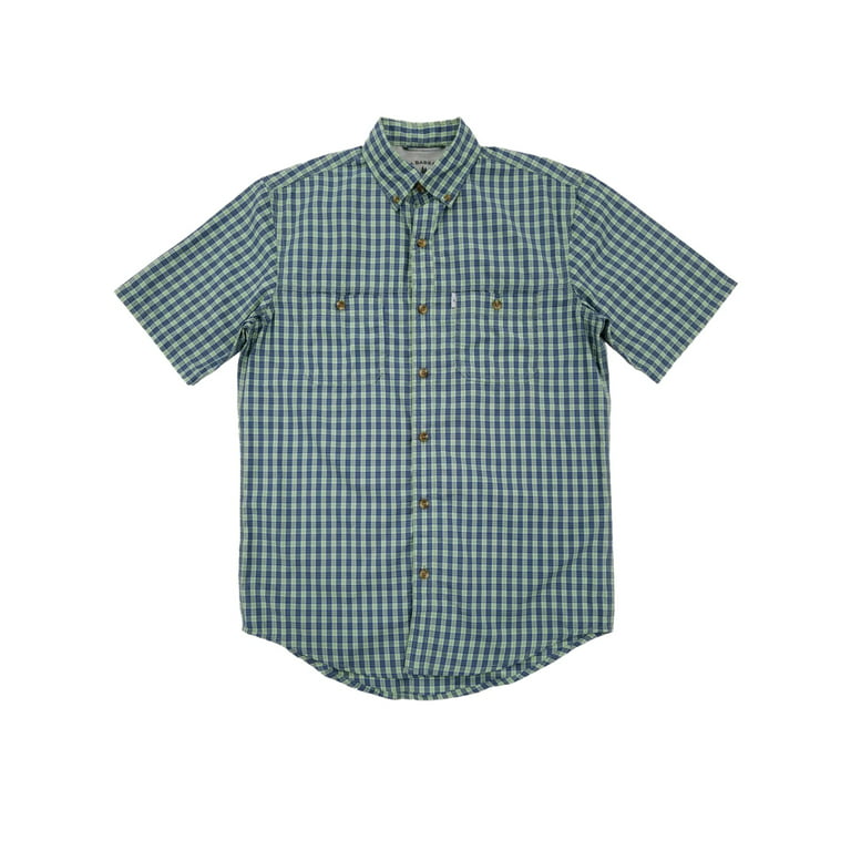 G.H. Bass & Co. Mens Nile Green & Blue Plaid Short Sleeve Button-Down Shirt  S