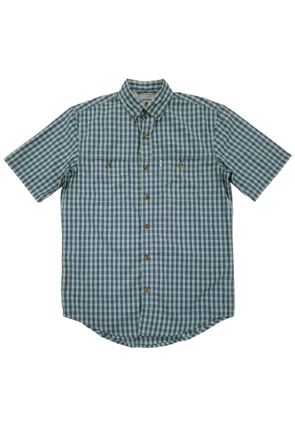 & Co. Mens Nile Green & Blue Plaid Short Sleeve Button-Down Shirt S
