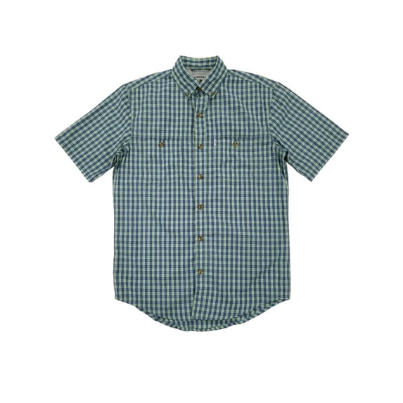 G.H. Bass & Co. Mens Nile Green & Blue Plaid Short Sleeve Button-Down Shirt S