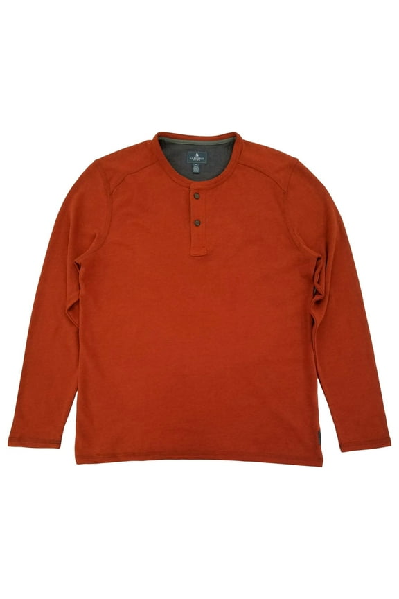& Co. Mens Orange Rust Heather Jersey Henley Long Sleeve Shirt Medium