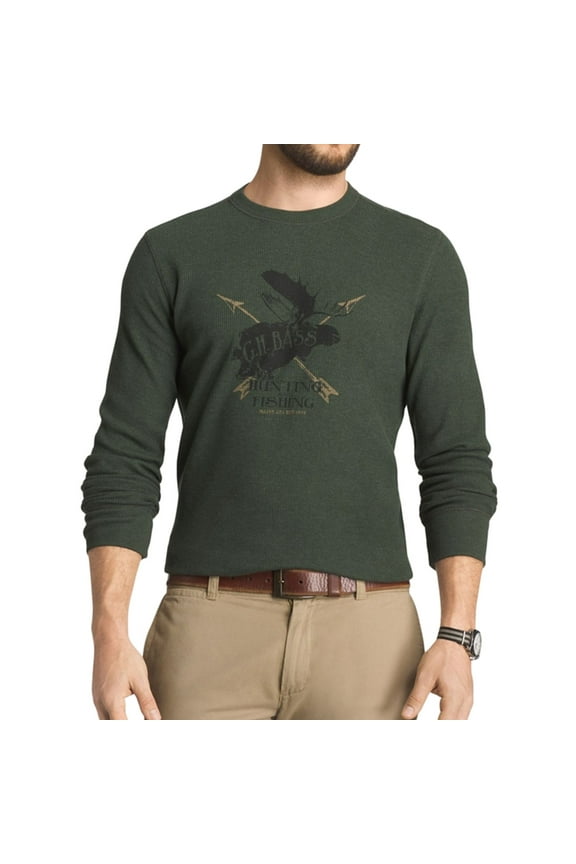 & Co. Mens Outdoor Crew Thermal Sweater, Green, X-Large