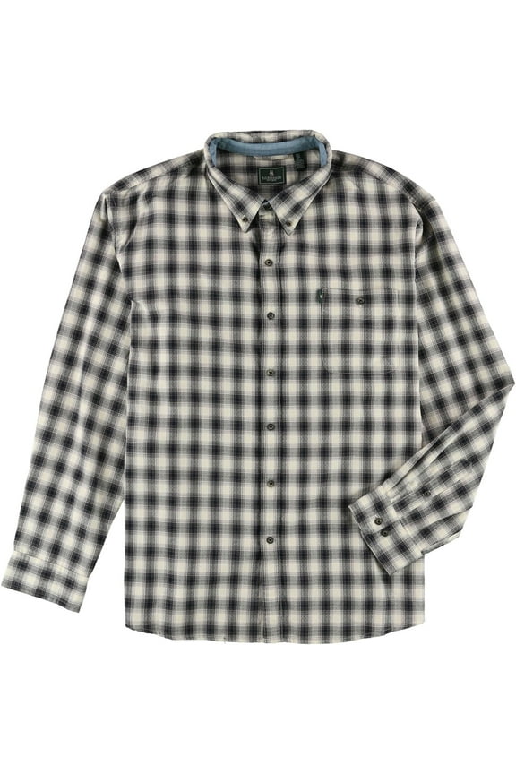 & Co. Mens Plaid Button Up Shirt, Beige, Small