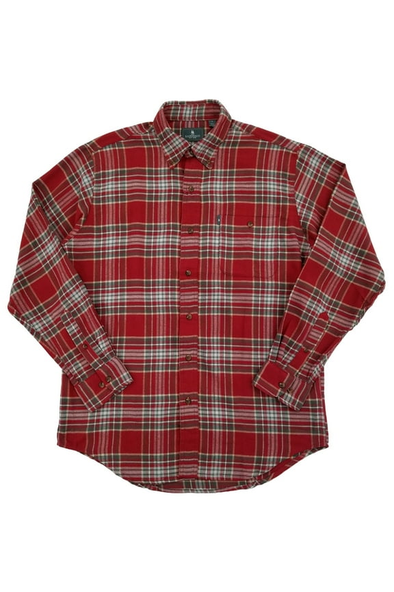 & Co. Mens Red & Gray Plaid Flannel Long Sleeve Button-Down Shirt M