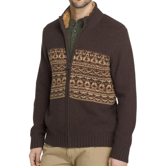 G.H. Bass & Co. Mens Rock Ridge Full-Zip Cardigan Sweater, Brown, Medium