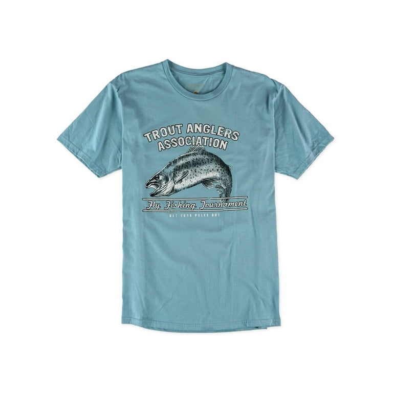 G.H. Bass & Co. Mens Trout Association Graphic T-Shirt, Blue, Small