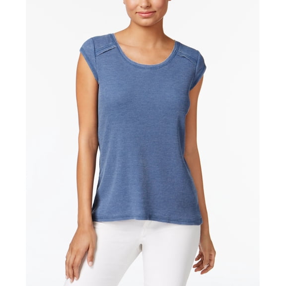 G.H. Bass & Co. Women's Faded Waffle Top, Smoke Blue Combo, S