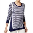 thumbnail image 1 of G.H. Bass & Co. Womens Colorblocked Stripe Pullover Sweater, Blue, X-Large, 1 of 3