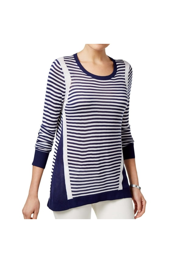 & Co. Womens Colorblocked Stripe Pullover Sweater, Blue, X-Large