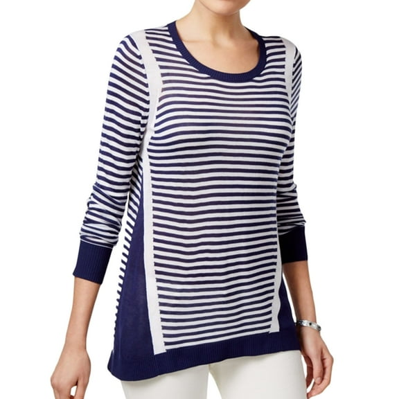 G.H. Bass & Co. Womens Colorblocked Stripe Pullover Sweater, Blue, X-Large