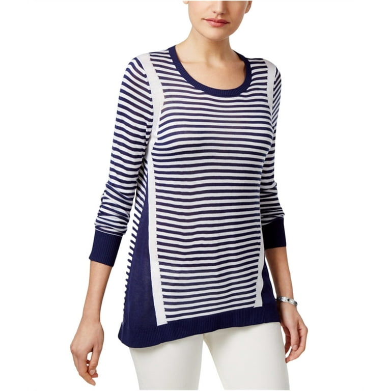 G.H. Bass & Co. Womens Colorblocked Stripe Pullover Sweater, Blue, X-Small