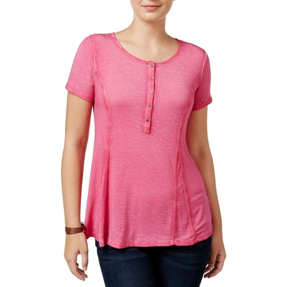 G.H. Bass & Co. Womens Flare Basic T-Shirt, Pink, Small