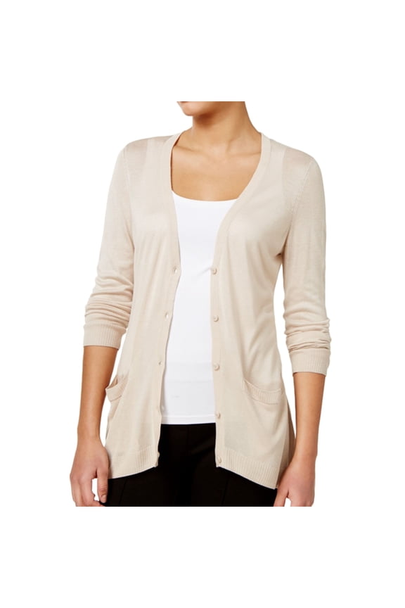 & Co. Womens Knit Cardigan Sweater, Beige, Large