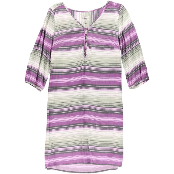 G.H. Bass & Co. Womens Striped Shirt Dress, Purple, Medium